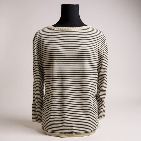 Talbots Floral Row Embellished Crewneck Sweater Size M Soft Classic Knit - Picture 3 of 6